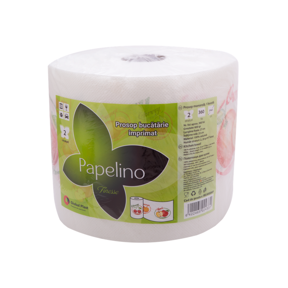 Prosoape de hartie Papelino Soft, Imprimate, 2 Straturi, 600g